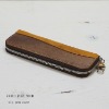 Real Wood & Natural Tanned Leather Pen Case, genuine wood is used, made in Japan