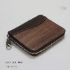 Real Wood & Natural Tanned Leather Zip Wallet, genuine wood is used, made in Japan