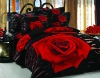 Red Rose flower screen Printed bed sheet/bedding set