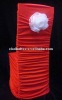 Red Ruffled Spandex Chair Cover with band and flower decoration