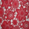 Red color 100% polyester water solubility embroidered fabric