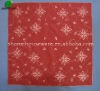 Red material table cloth with the embroidery of geometric pattern