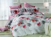 Red rose fabric 100% tencel wedding bed set