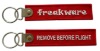 Remove before flight embroidered key chain