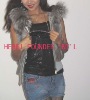 Rex rabbit fur vest with fox fur hood