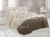 Sateen bedlinen printed with printed and plain pillows