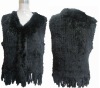 Sheared knitted rabbit fur vest