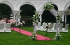 Sheer organza curtain and organza rug for wedding grass decoration and party decoration.
