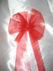 Sheer red crystal organza butterfly-tie for the wedding chair decoration/organza tulle fabric bowknot.