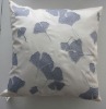 Silver applique leaves cushion