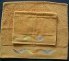 Solid Towel Set with Jacquard Border