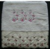 Solid  bath towel with embroidery and lace