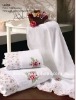 Solid embroidery and lace bath towel