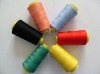 Spun polyester yarn for sewing thread