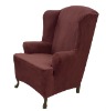 Stretch suede wing chair slipcover  (wingback furniture covers with elastic bottom)