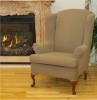 Stretch wing chair slipcover  (Fitted wingback furniture cover with elastic bottom)