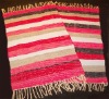 Striped Cotton chindi rug with fringes