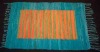 Striped cotton blue rug with border