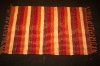 Striped cotton rug with fringes