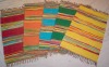 Striped woven cotton rugs with fringes