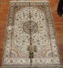Tabriz handmade soft color silk rug