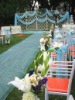 The latest graceful crystal organza carpet and chair bow for wedding decoration