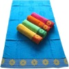 Velvet cotton beach towel with border