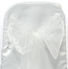 WHITE WEDDING ORGANZA CHAIR COVER BOW SASH UK SELLER