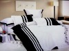 White and Black combine Emboribery Bedding Set