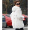White mink fur coat with a hat