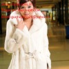 White mink fur coat with a hat
