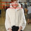 White mink fur coat with a unique collar