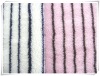 White red black  striped knitting velboa fabric