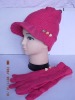 Winter fashion acrylic set of hat ,gloves