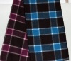 Wool polyester blend check/plaid tweed fabric(black blue)