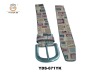 adjustable metal tone buckle real leather printing belt