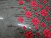 applique embroidered  mesh fabric