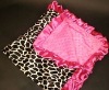 baby blanket minky/minkee dot Griaffe/hot pink