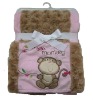 baby coral fleece pink blankets with monkey MT1746