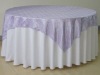 banquet white polyester tablecloth and pintuck taffeta table overlay