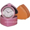 beautiful heart PU leather traval clock