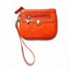 beautiful lady red leather coin purse