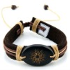 beautiful leather bracelets with wooden center