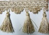 beautiful white tassel fringe with balls for curtain