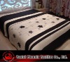 black and white embroidered/appliqued floral panel bedding set