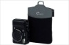 black leather camera bag