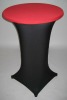 black lycra cocktail table cover with red cap spandex table cover dry bar table cover bistro table cover