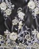 black satin with metallic stone embroidery fabric for dresses