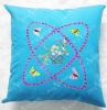 blue cushion cover silk ribbom embroidery