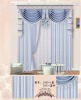 blue modern stripe printed room window fabric curtain